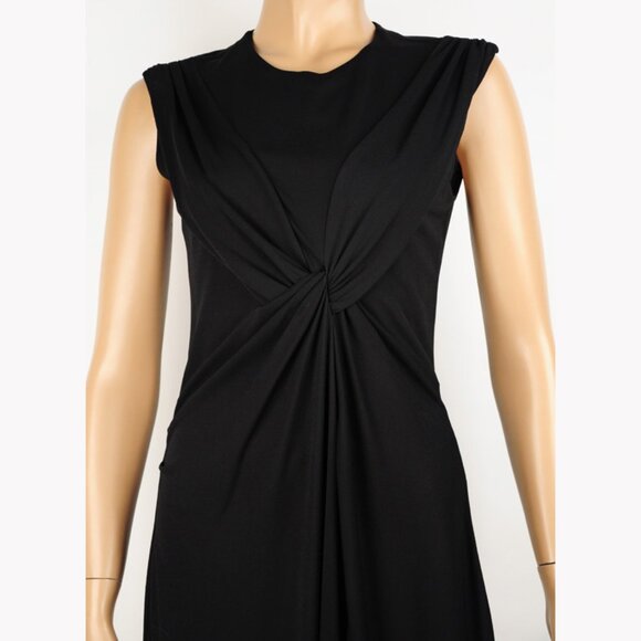 BALENCIAGA BLACK DRESS WITH CAPELET STRETCH JERSEY RUCHING - Picture 8 of 11